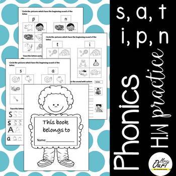 Phonics Worksheets 1 (s, a, t, i , n, p) by Mrs Ouri | TpT