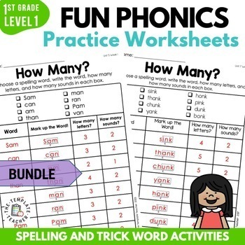 Preview of Phonics Worksheets & Activities First Grade for Level 1 Units 2 - 14 FUN PHONICS