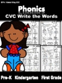 Phonics Worksheets CVC Write the Words for Kindergarten an