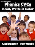 Phonics Worksheets CVCe Long Vowels-Read Write & Color(Kin