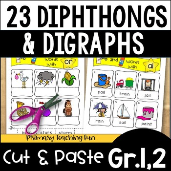 Preview of 46 Grade 1 Phonics Worksheets!  Vowel Teams, Diphthongs, Digraphs, R-controlled!