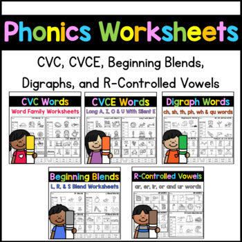 phonics worksheets grade 1 and 2 by little academics tpt