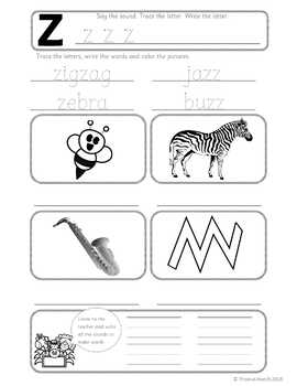 phonics worksheets lesson plan flashcards jolly phonics letter z lesson pack