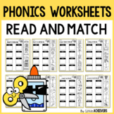 Phonics Worksheets Read and Match: CVC, Blends, Digraphs, 