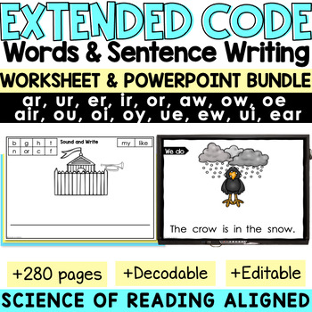 Preview of Phonics Worksheets and Sentence Writing PowerPoint - Extended code