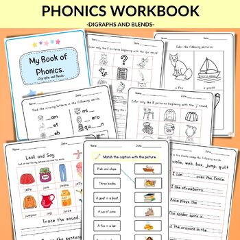 Preview of Phonics Worksheets for 2nd Grade, Digraphs & Blends Reading & Writing Activities