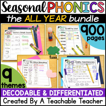 Preview of Seasonal Halloween Phonics Worksheets Games Decodable Differentiated Review