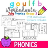 Phonics Worksheets g o u l f b Group 3 Print & Cursive Versions