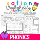 Phonics Worksheets s a t i p n Group 1 Print & Cursive Versions