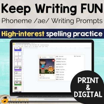 Preview of Phonics Writing Prompts for AE Sound | Print & Digital Writing Activities