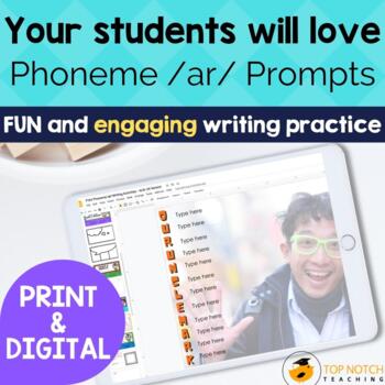 Preview of Phonics Writing Prompts for AR Sound  | Print & Digital Writing Activities