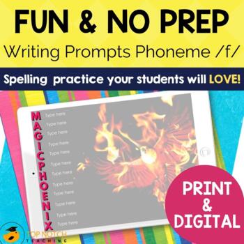 Preview of Phonics Writing Prompts for F Sound | Print & Digital Writing Activities