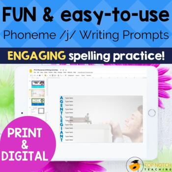 Preview of Phonics Writing Prompts for J Sound | Print & Digital Writing Activities