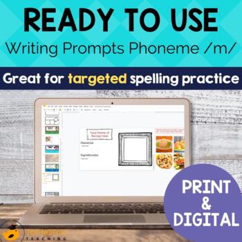 Preview of Phonics Writing Prompts for M Sound | Print & Digital Writing Activities