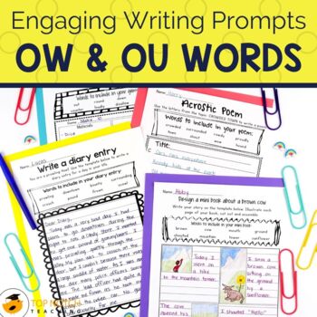 Preview of Phonics Writing Prompts for OW OU  | Writing Activities for Phoneme /ow/