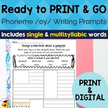 Preview of Phonics Writing Prompts for OY and OI | Print & Digital Writing Activities