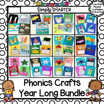 Preview of Year Long Cut And Paste Phonics Crafts Bundle