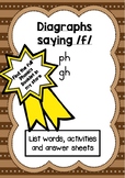 Phonics activity pages: Diagraphs that say /f/