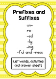 Phonics activity pages: prefixes and suffixes