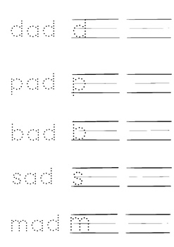 Preview of Phonics: ‘ad’ word family letter tracing