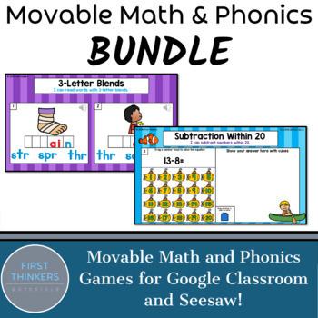 Preview of BIG BUNDLE Phonics and Math Digital Resources | Google Slides Seesaw Activities