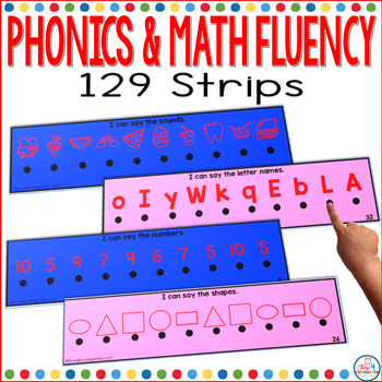Preview of Phonics and Math Fluency Strips for Kindergarten