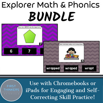 Preview of Explorer Phonics and Math Digital Games for Google Slides and PowerPoint