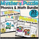 Phonics and Math Mystery Puzzles MEGA Bundle, Kindergarten