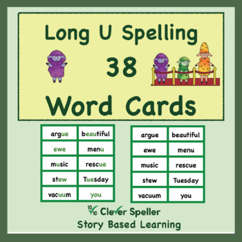 Preview of Phonics and Phonemic Awareness Spelling Flash Cards Long U Vowel Sound Words