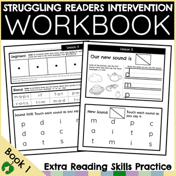 Preview of Book 1 Workbook: Struggling Readers Intervention/Special Ed/CVC Workbook