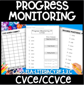 Preview of Phonics and Reading Decoding Progress Monitoring Assessments - Silent e