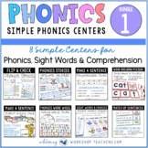 Phonics Bundle 1 Literacy Activities + Games for 1st Grade Reading + Writing