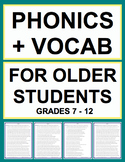 Phonics and Vocabulary Practice for Older Students: RTI: NO PREP