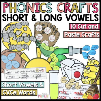 Preview of Phonics craft bundle | Short vowel crafts | Long vowel crafts | CVCe | SOR