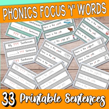 Preview of Phonics focus ‘Y’ sentences for early readers, literacy centers and morning work