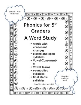 Preview of Phonics for 5th Graders A Word Study