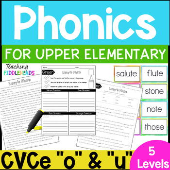 Preview of Phonics for Older Students Reading Intervention & Decodable Passages CVCe o &  u
