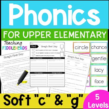 Preview of Phonics for Older Students Reading Intervention & Decodable Passages Soft c & g