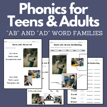 Preview of Phonics for Teens/Adults: "Ab" and "Ad" Word Families