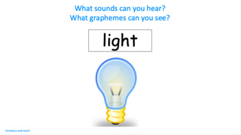 Preview of Phonics - 'igh', 'i-e', 'i', 'y' graphemes - Introduce and Teach