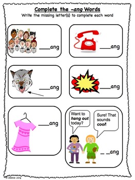 phonics ing ang ong ung word work includes bingo game tpt