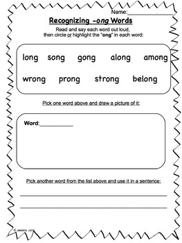 Phonics: -ing, -ang, -ong, -ung Word Work--Includes BINGO Game! | TpT