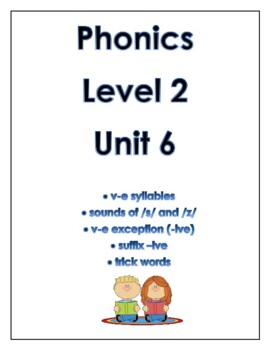 Preview of Phonics level 2 unit 6: v-e syllables, trick words