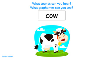 Preview of Phonics - 'ow' as in cow - Introduce and Teach