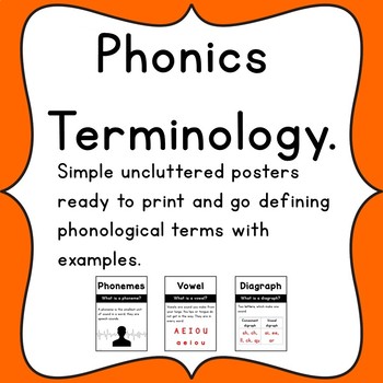 Preview of Phonics terminology and definition charts.