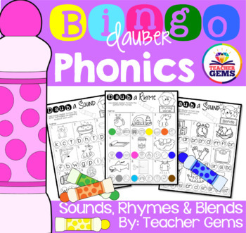 Phonics with Bingo Daubers - Initial, Middle and Final Sounds, Rhymes