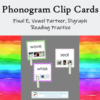 Preview of Phonogram Clip Cards // Montessori Final E, Digraph and Vowel Partner Practice