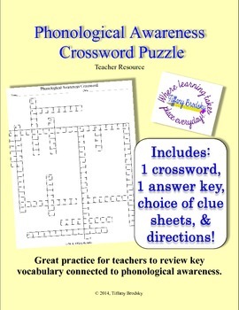 Preview of Phonological Awareness Crossword Puzzle