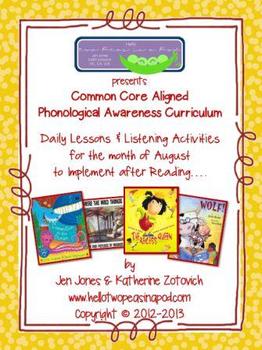 Preview of Phonological Awareness Curriculum: Text Based & Common Core - August Bundle