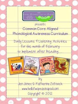 Preview of Phonological Awareness Curriculum: Text Based & Common Core - February Bundle